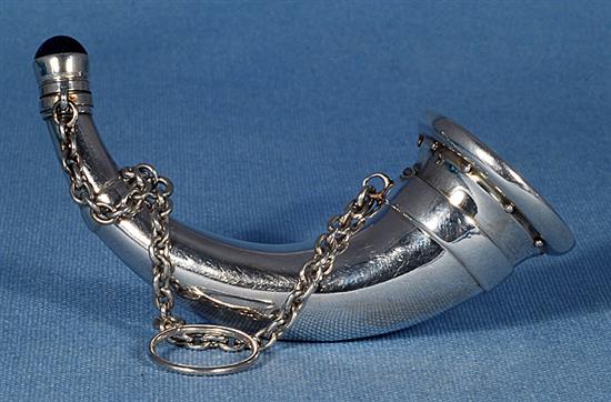 A Victorian silver cornucopia shaped vinaigrette and scent bottle, Length 4”/102mm Weight 2oz/58grms